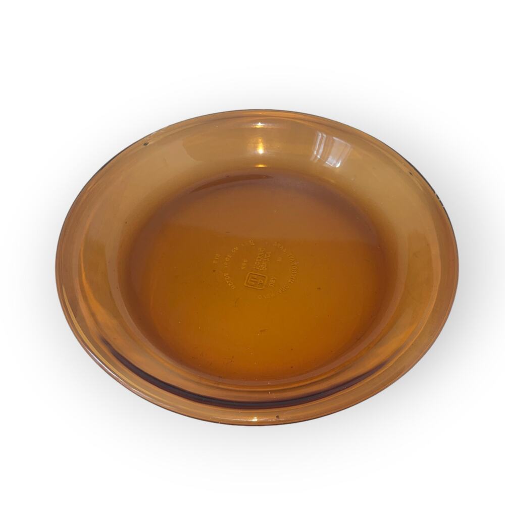 Vintage Anchor Hocking # 460 Fire King Amber Glass Pie Pan - USA